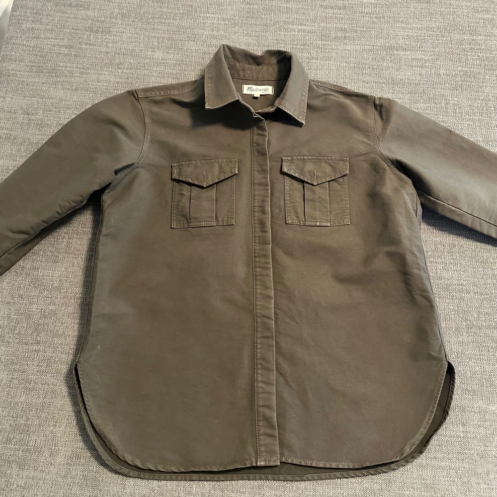 Madewell Utility Shirt Womens Medium Olive Green Long Sleeve Cotton
